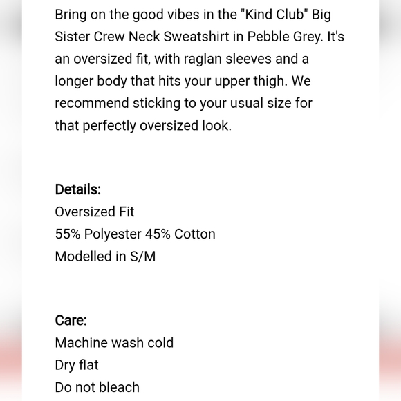 Brunette The Label The "KIND CLUB" Big Sister Crew Neck Sweatshirt | Pebble Grey - Picture 5 of 12